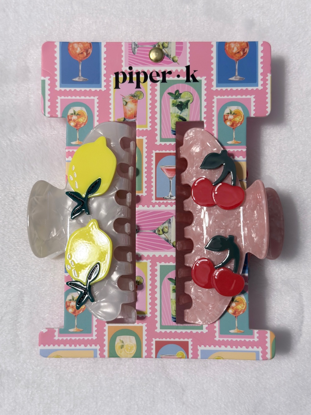 Piper K Fruit Hair Claw Clips - Cherry & Lemon Set